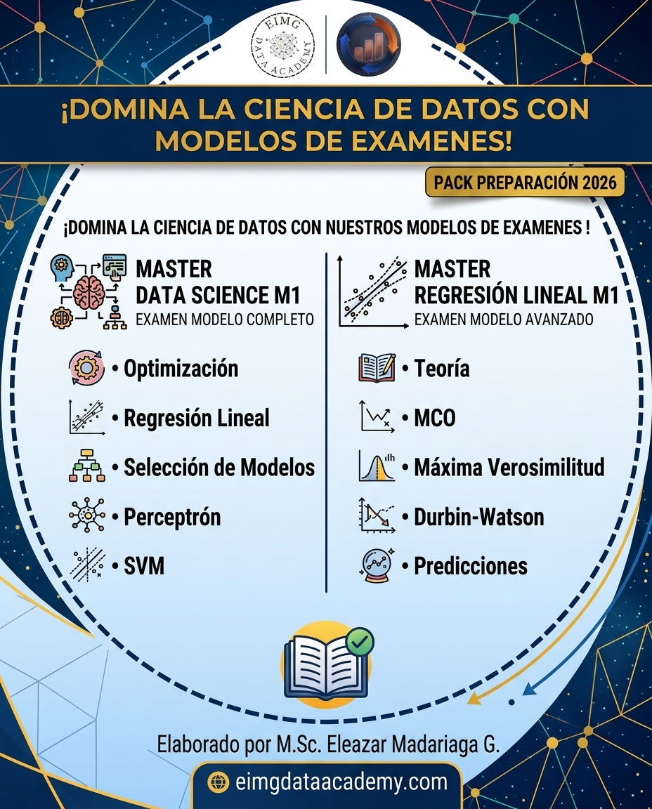 Pack 2 Modelos de Exámenes: Tópicos Data Science